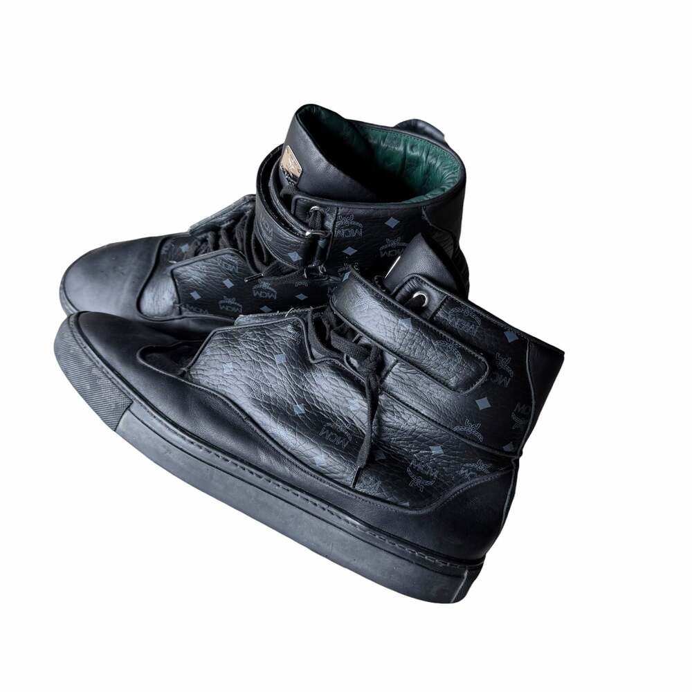 MCM Visetos High-Top Sneakers Black Leather